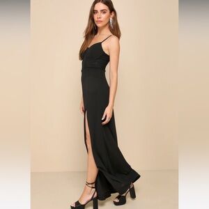Black Mesh Bustier Maxi/Evening Dress